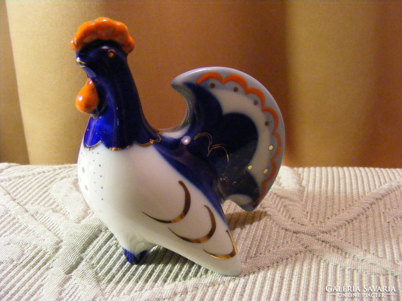 Russian Lomonosov porcelain rooster salt shaker