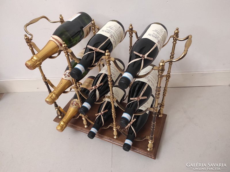Antique drink wine holder furniture brass wooden base 121