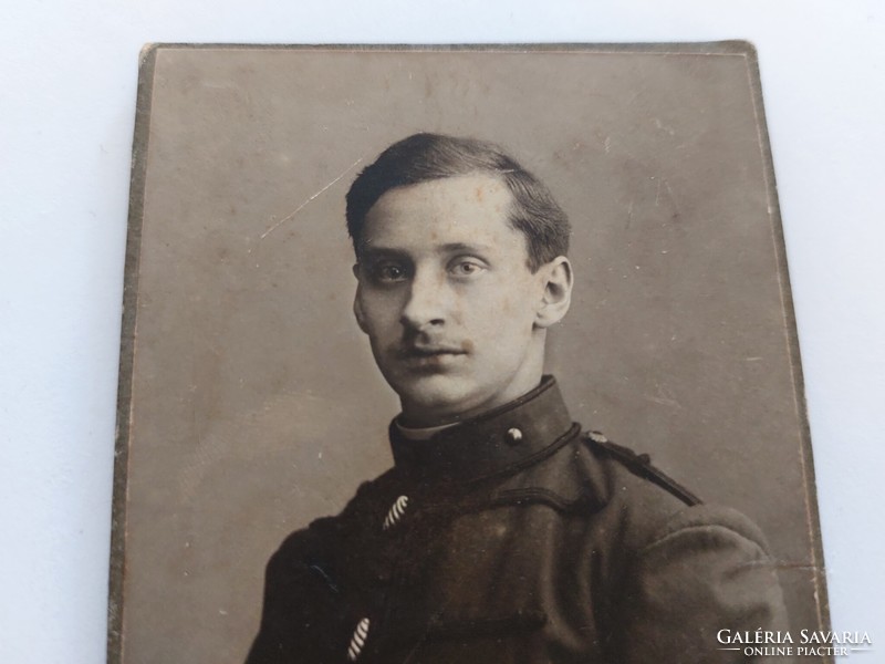 Régi katona fotó 1916 január Schmidt Ede fotográfus Budapest keményhátú fénykép