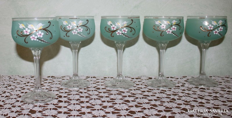 Czech crystal glass set, hand-painted decorated with 24 carat gold-sparkling