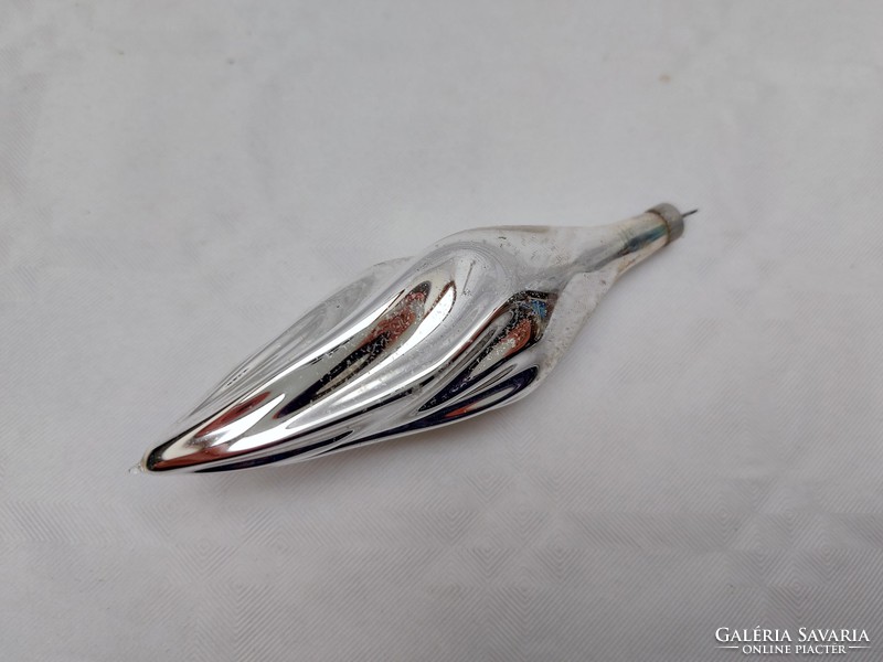 Old glass Christmas tree ornament silver twisted icicle glass ornament