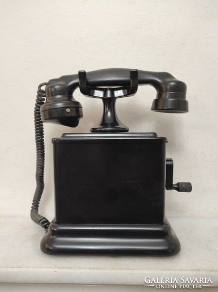 Antique telephone desk black metal crank device 727
