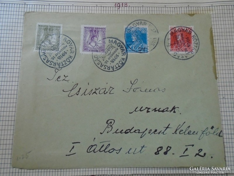 Za413.14 Occasional stamp-Hungarian Republic 1918 November 16 mailed letter on front