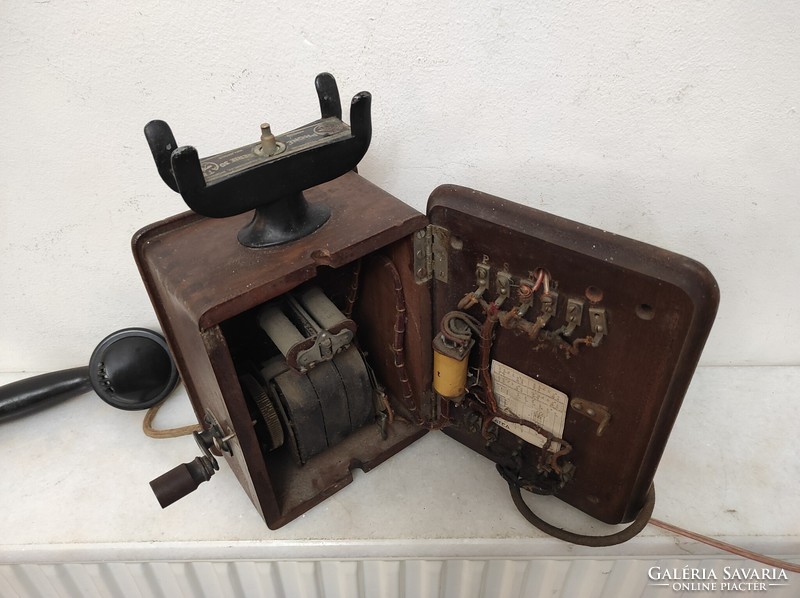 Antik telefon 1925-1945 falra szerelhető ritka kurblis fa készülék 728