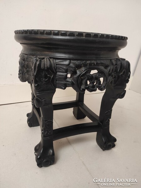 Antique Chinese furniture table with richly carved marble top vase holder 123