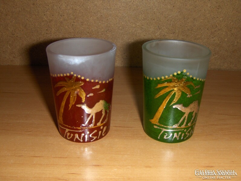 Tunisia (tunisie) commemorative glass cup pair 6.5 cm (12 / d)