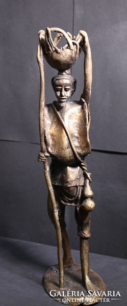 Egyptian male metal statue, height 35 cm - African statue