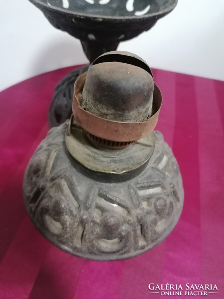 Antique iron kerosene lamp