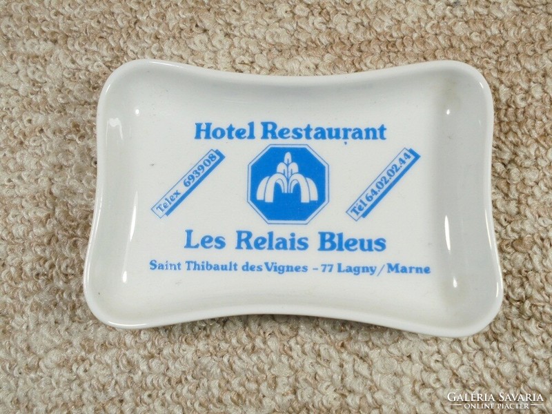 Retro old - French hotel advertisement tourist souvenir - porcelain small tray ashtray ashtray ash holder