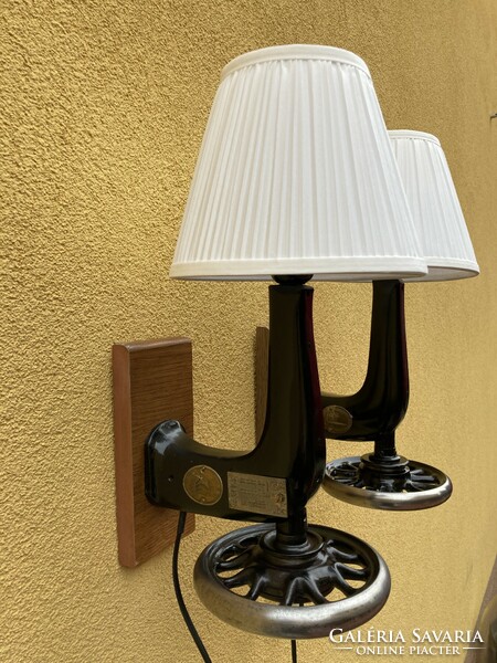 Design wall lamp made of sewing machine.