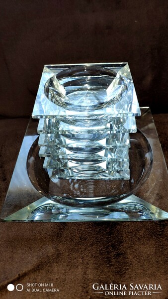 Különleges art deco, mid century kristály üveg desszertes 6 személyes készlet