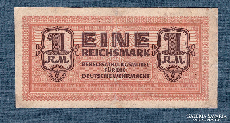 1 Reichsmark nd ( 1942 ), i.e. an imperial mark, is the auxiliary currency of the German Wehrmacht. Rare