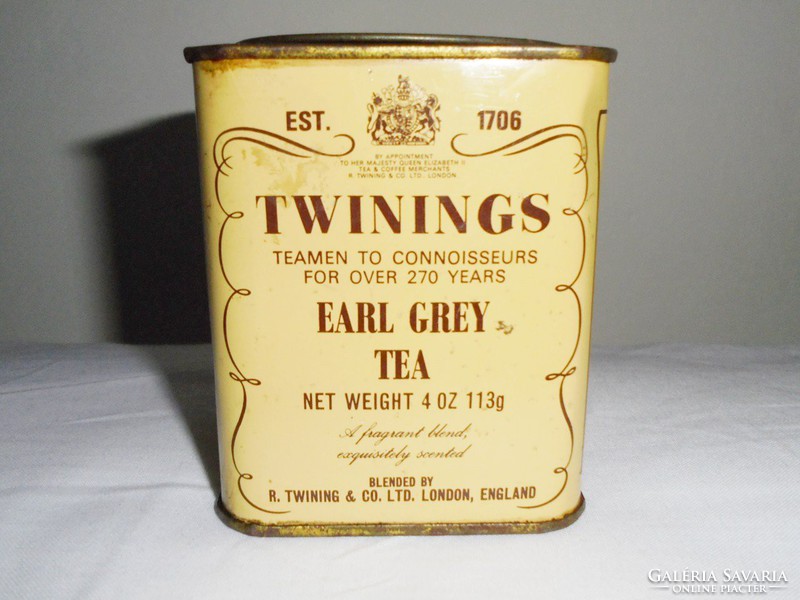 Teás angol fémdoboz pléh doboz - Twinings Earl Grey Tea - 1980-as évekből