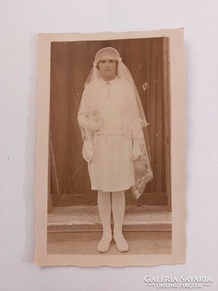 Régi fotó 1929 vintage fénykép bérmálkozó hölgy