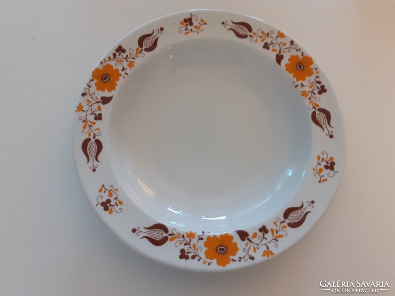 Régi Alföldi porcelán barna virágos tányér mélytányér