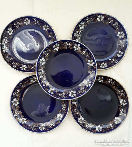 5 cobalt blue sarreguemines dessert plates