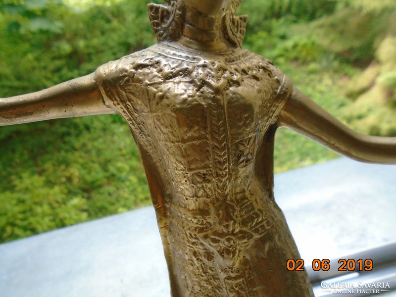 Aranyozott bronz nagy Buddhista táncosnő szobor 30 cm