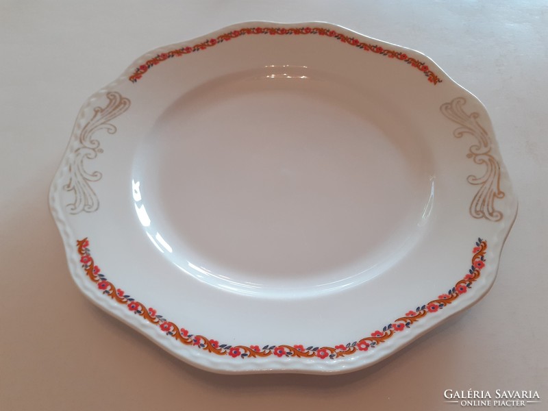 Régi Karlsbadi porcelán tányér virágos kínáló tál