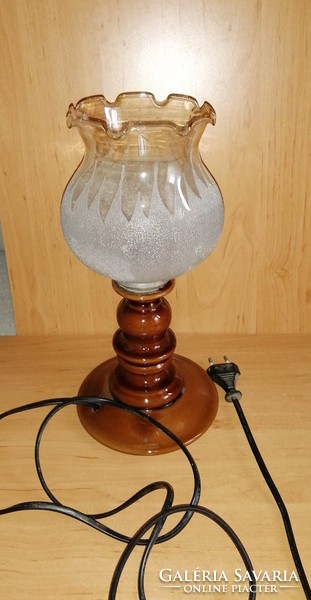 Retro asztali kerámia lámpatest üveg búrával (b)