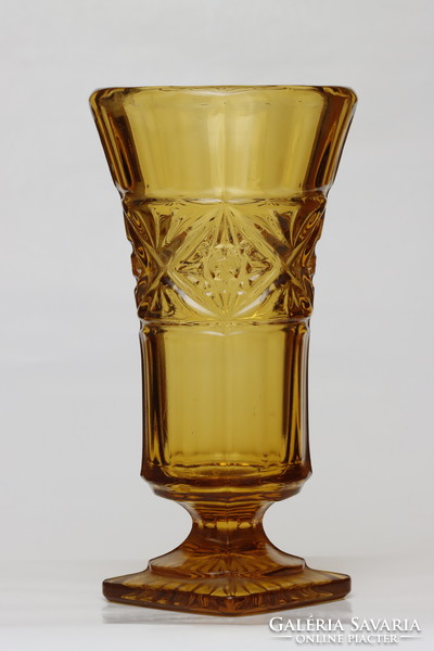 Nagy méretű bohémiai borostyán üveg váza + INGYEN POSTA!