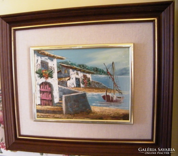 43 x 37 cm a.teljes méret Igazi mediterrán hangulatú festmény