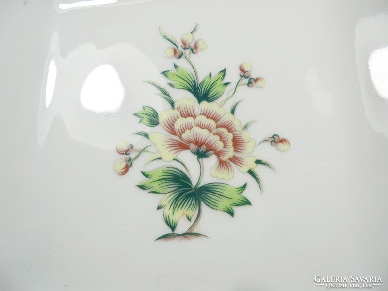Retro Hollóházi porcelán virágos négyszögletű tál tálka - Hollóháza - 13,8 x 13,8 cm