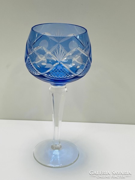 Blue crystal wine glass