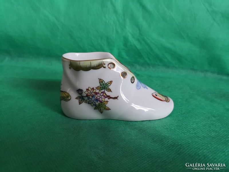 Herendi  Victoria mintás cipő, kék masnis cipőfűzővel, (Viktória)