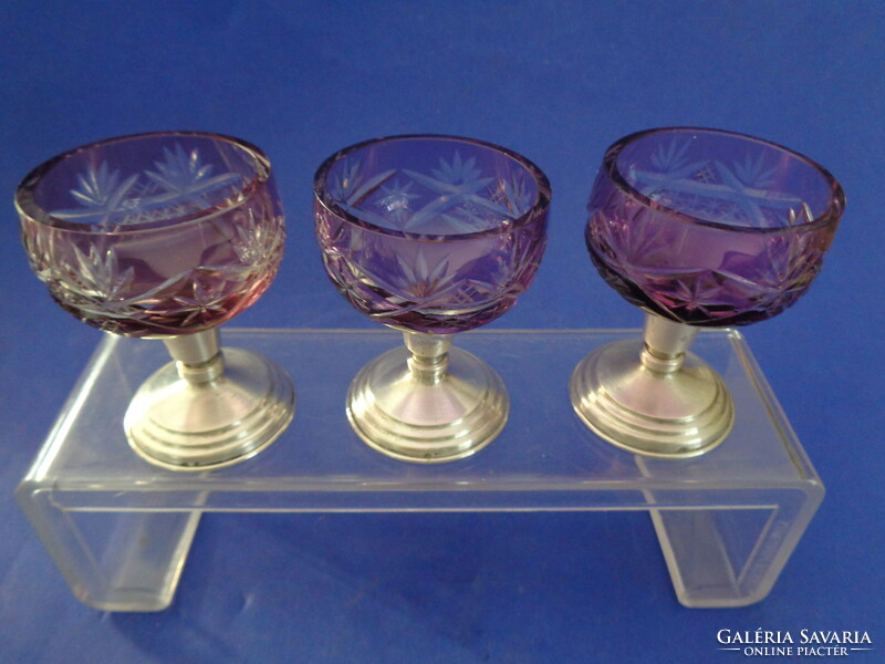Crystal glasses with silver bases