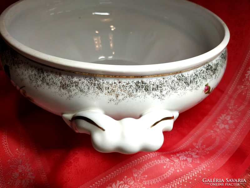 Gyönyörű porcelán leves kínáló asztalközép, nagy méretű