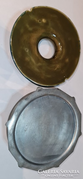 Zsolnay art nouveau ceramics, with pewter base