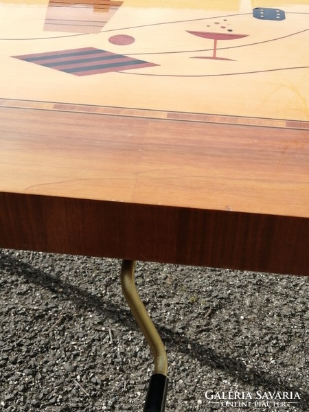 Inlaid table with adjustable height, smoking table, furniture.