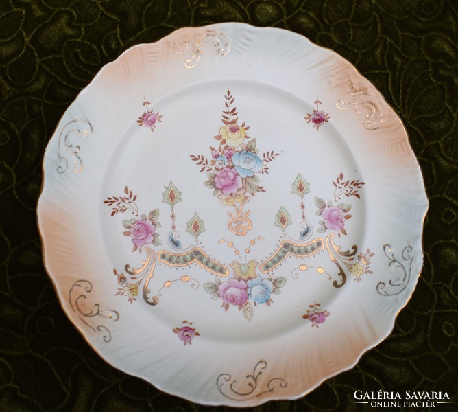 Antik szecesszió hangulatú tortatál jelzett angol porcelán SÉRÜLT kicsit ! 23,5 x 10,5 cm