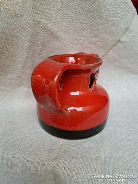 Beautiful retro red ceramic vase collectible mid-century modern home decoration