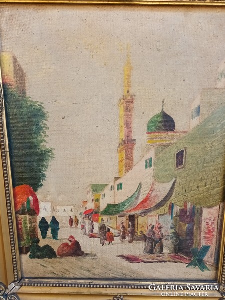Beautiful Antique Arabic Market Whirlpool Painting