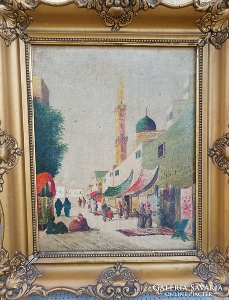 Beautiful Antique Arabic Market Whirlpool Painting