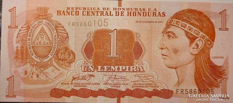 Honduras 1 lempira, 2016, UNC bankjegy