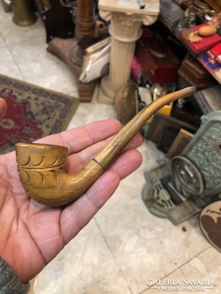 Old wooden pipe, 14 cm carving, excellent for collectors.