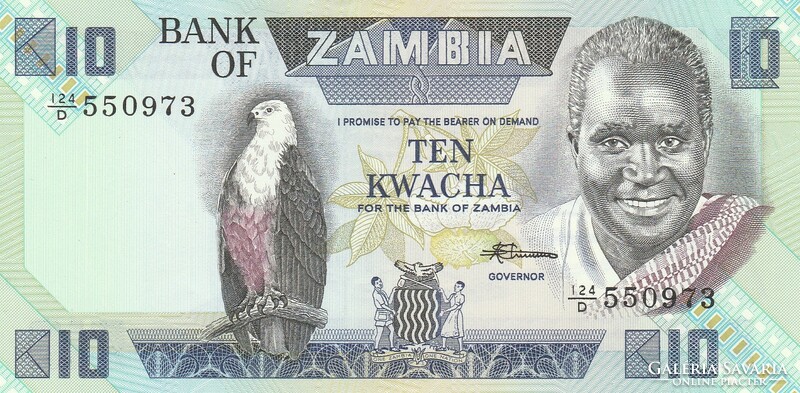 Zambia 10 kwacha, 1986, UNC bankjegy
