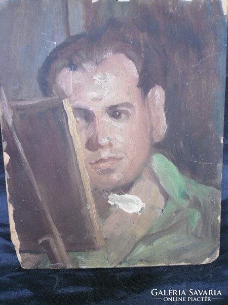 Szüle Péter (1886-1944) Önarckép, olaj-karton, jelzett. Ferenczy Károly tanítvány.