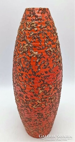 29.5 cm, cigar-shaped retro vase, Hungarian applied art ceramics