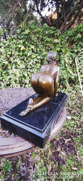 Erotic female act - bronze sculpture