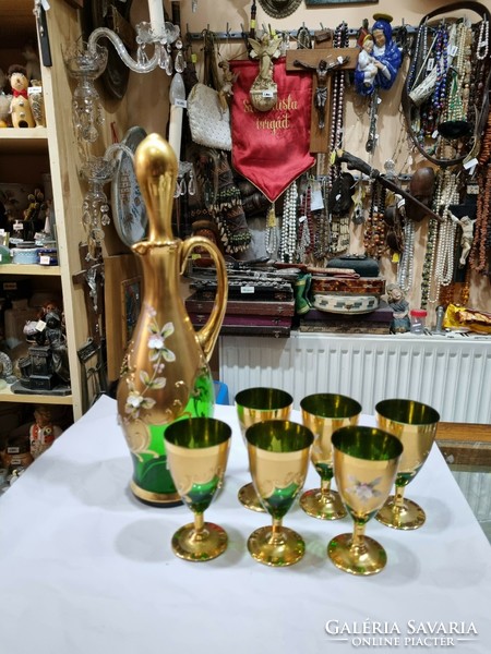Czechoslovakian gilded crystal liqueur set