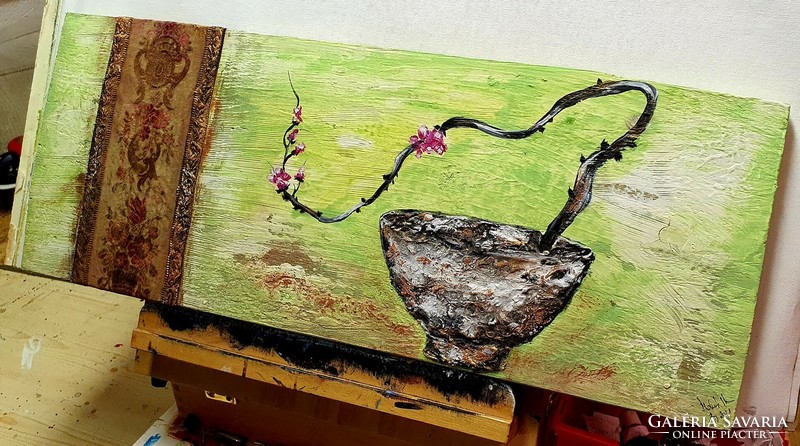 Molnár Ilcsi  " Csészikés   "  című munkám - akril absztrakt festményem