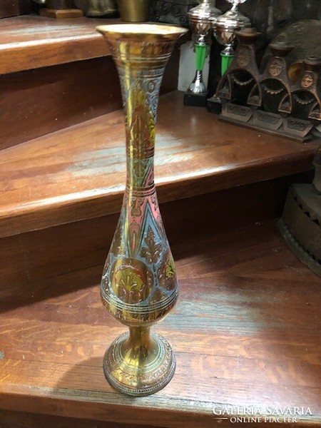 Vase made of copper, hand painted, old, height 40 cm.