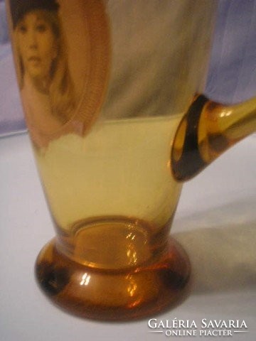 U11 Art deco  talpas kancsó,képpel 1236 gr-os ca:1.5 literes méz,borostyán  sárga ritkaság