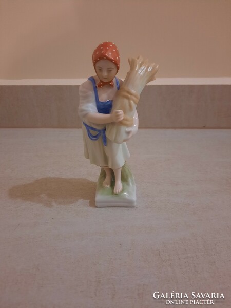Rare antique Herend porcelain figurine of a girl carrying a barrel of incense