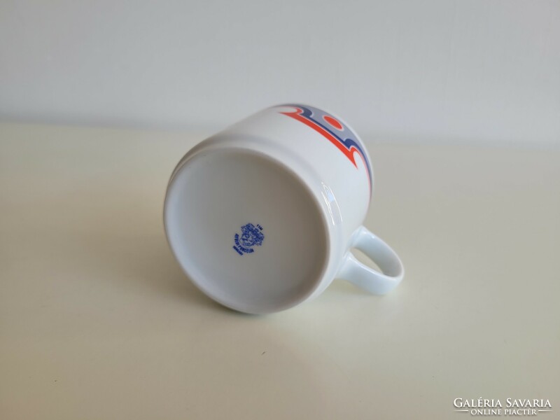 Retro régi  Alföldi porcelán bögre kék piros teás csésze 1 db