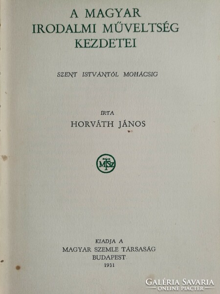 János Horváth: the beginnings of Hungarian literary education from Saint Stephen to Mohács