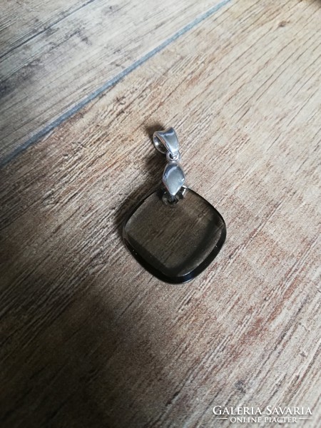 Faceted smoky quartz, silver pendant